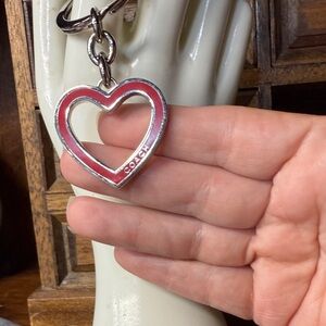 Coach Red & Silver Heart Keyring.